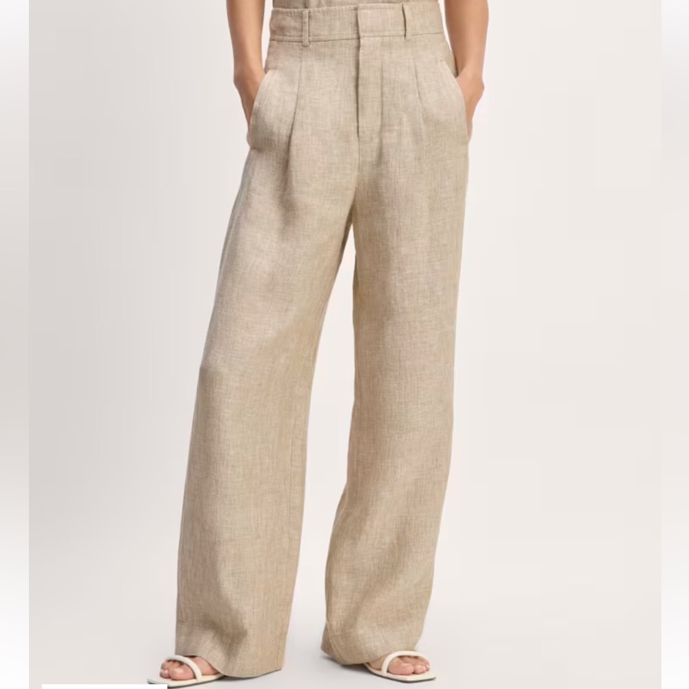 Brown Everlane High Waisted Wide Leg Linen Pants Size 00